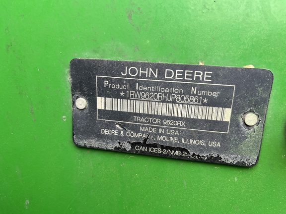 2018 John Deere 9620RX Tractor Rubber Track