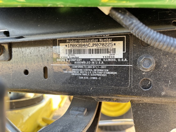 2019 John Deere X384 Garden Tractor
