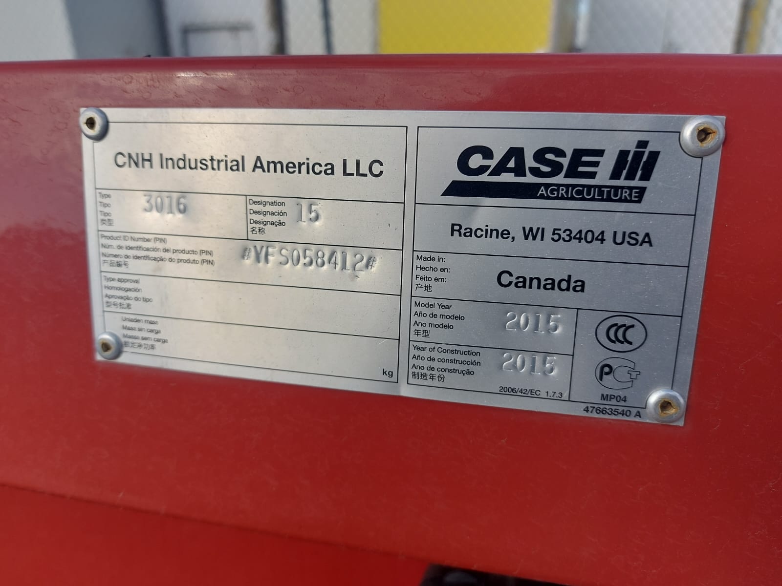 2015 Case IH 3016 Header Combine