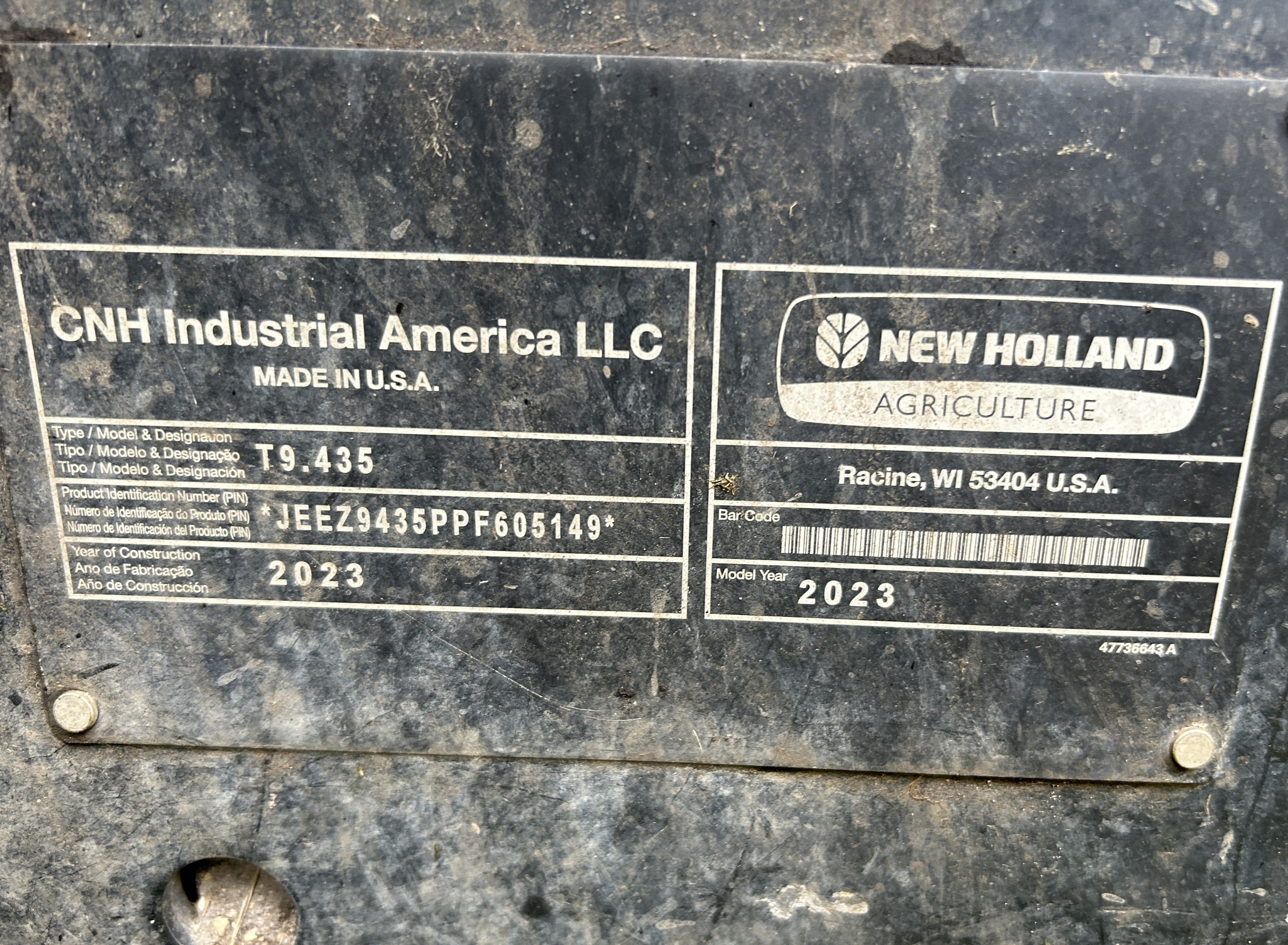 2023 New Holland T9.435HD Tractor 4WD