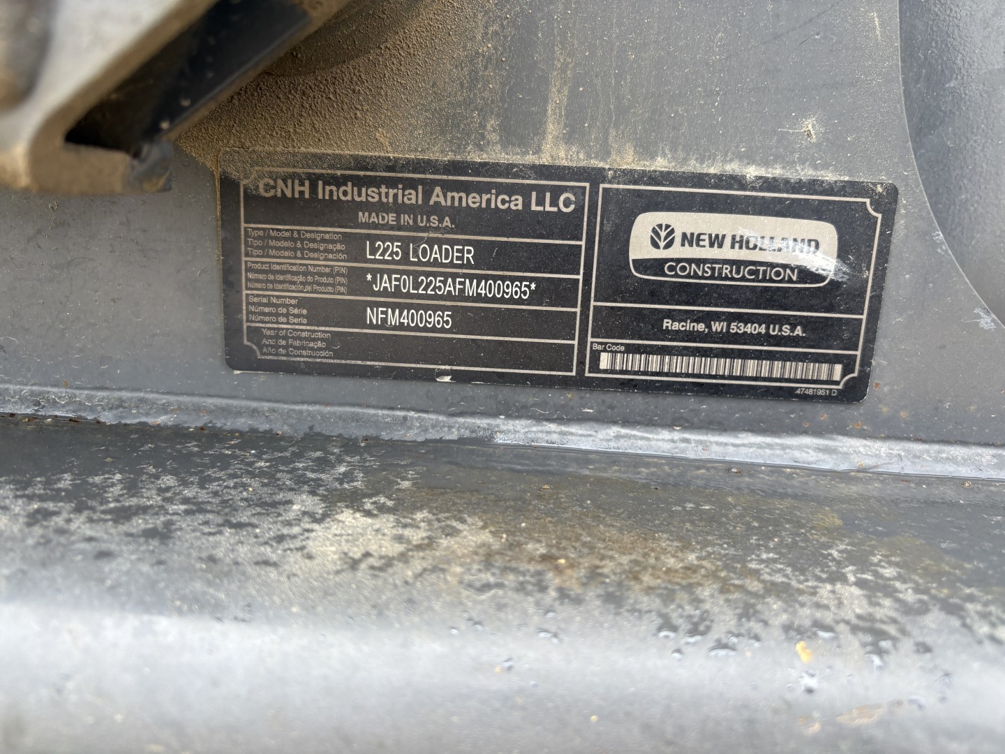 2015 New Holland L225 Skid Steer Loader