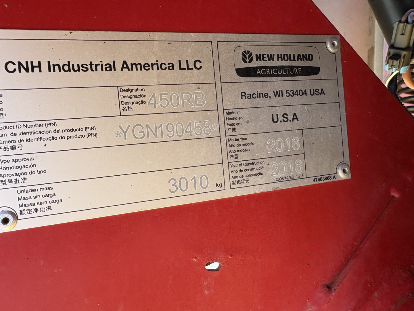 2016 New Holland RB450 Baler/Round
