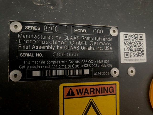 2021 CLAAS 8700TT Combine