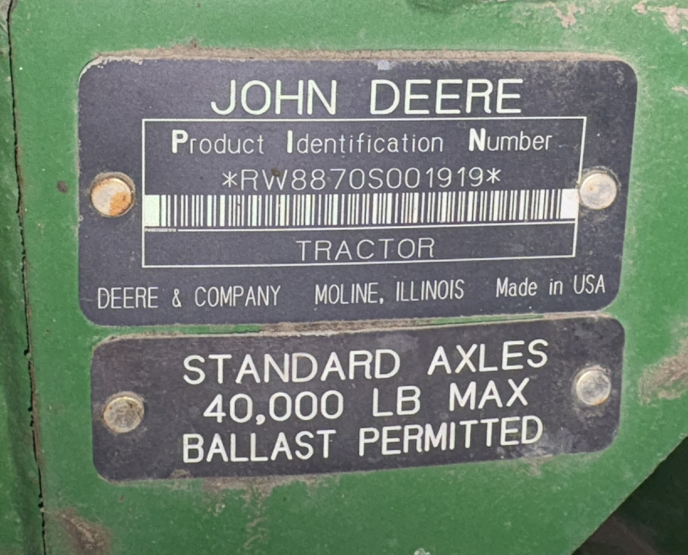 1994 John Deere 8870 Tractor 4WD