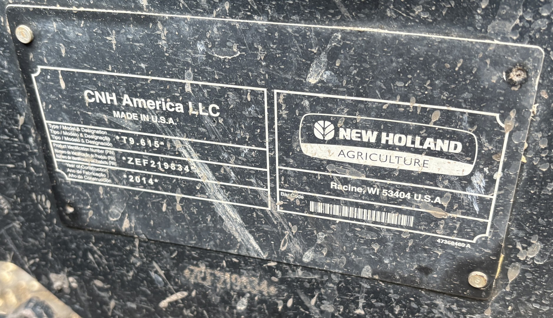 2014 New Holland T9.615 Tractor Rubber Track