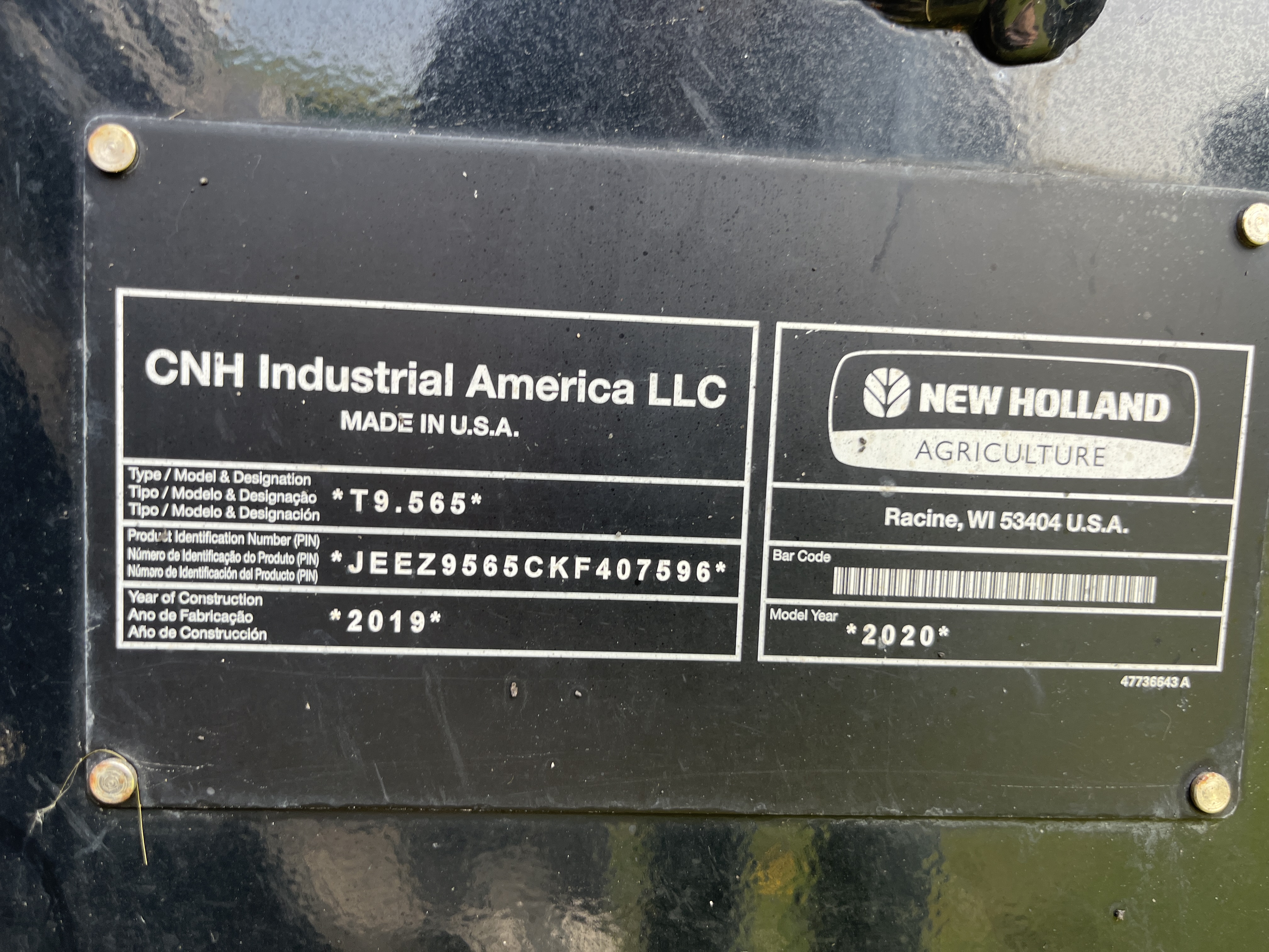 2020 New Holland T9.565 Tractor 4WD