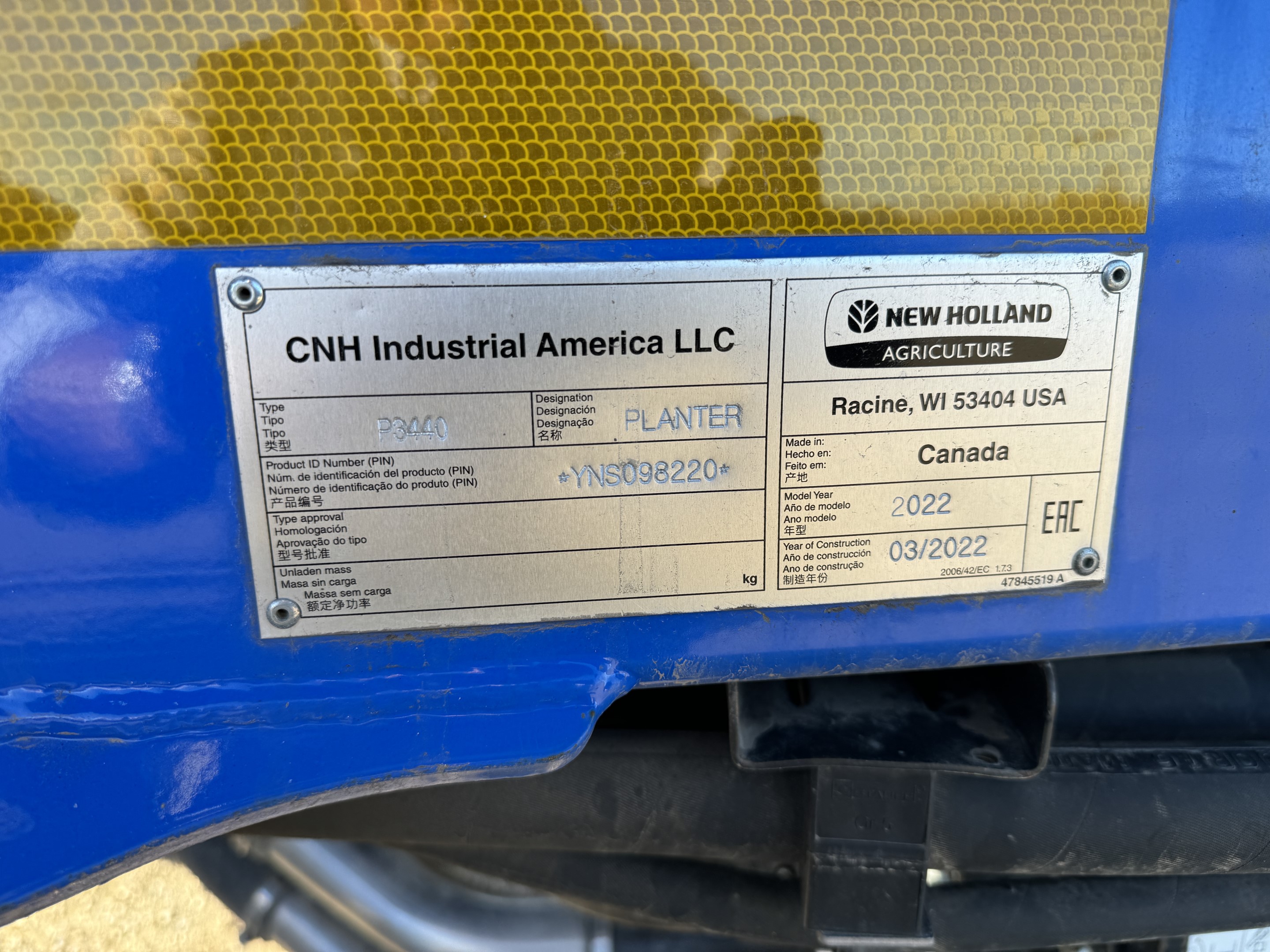 2022 New Holland P3440 Air Tank/Cart