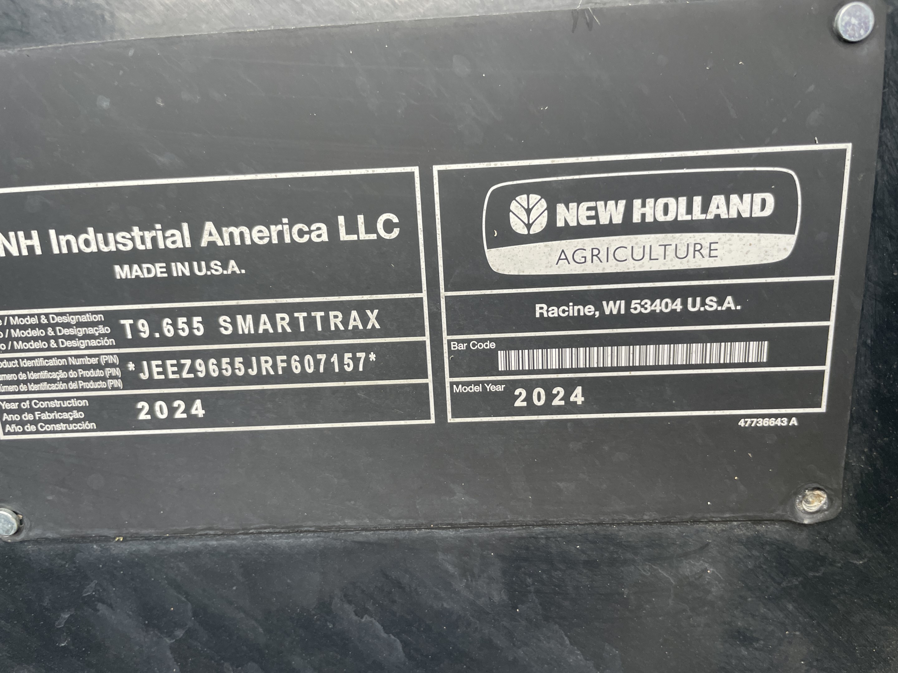 2024 New Holland T9.655 PLMI Tractor Rubber Track