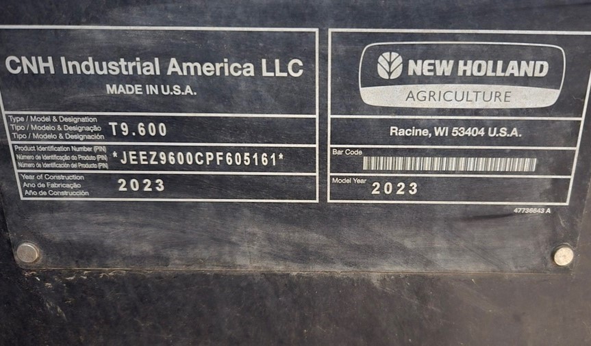 2023 New Holland T9.600HD Tractor Rubber Track