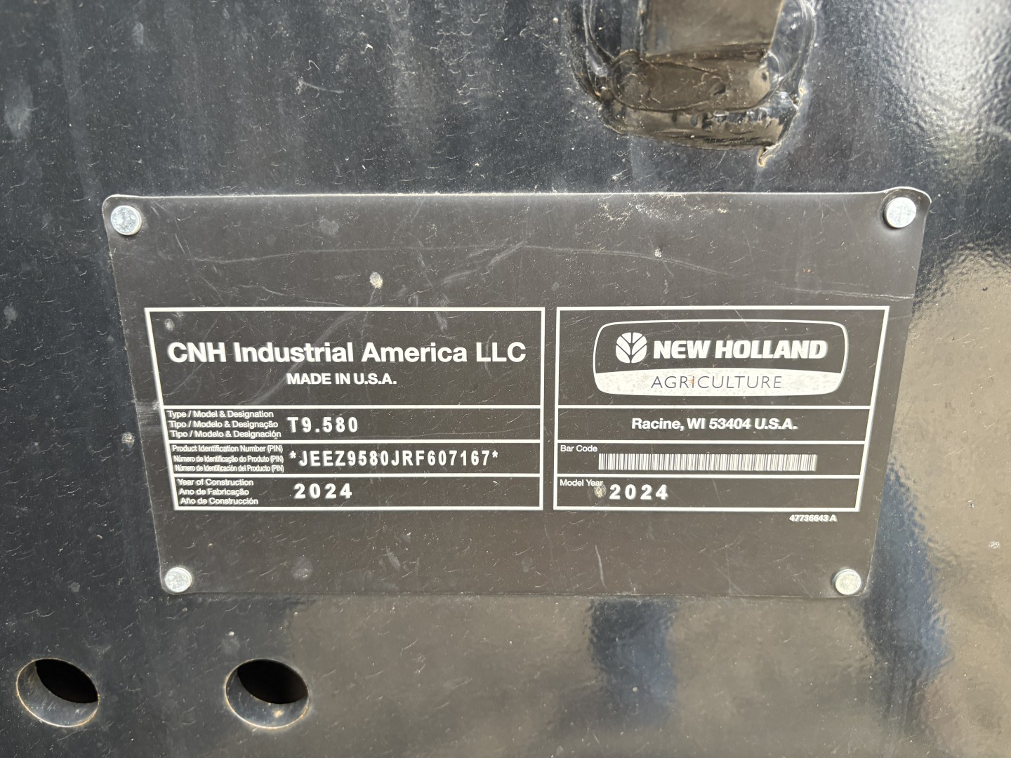 2024 New Holland T9.580 Tractor 4WD