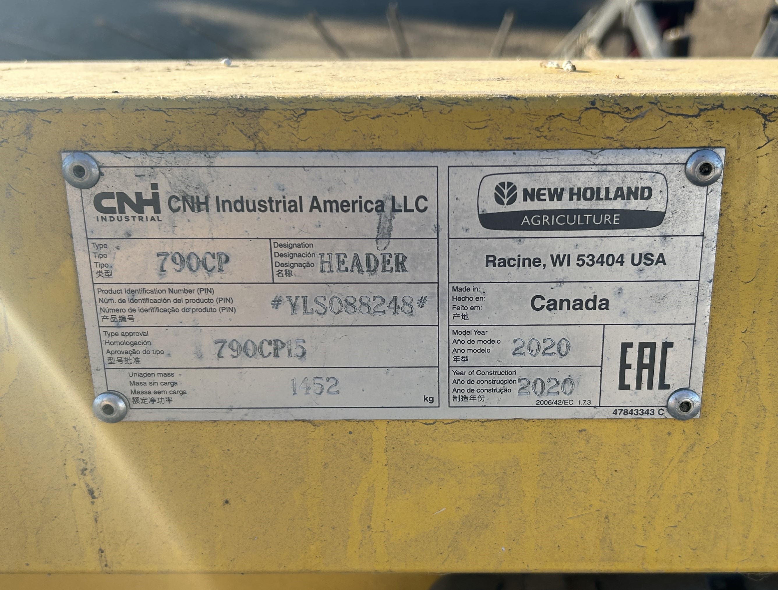 2020 New Holland 790CP-15 Header Pickup