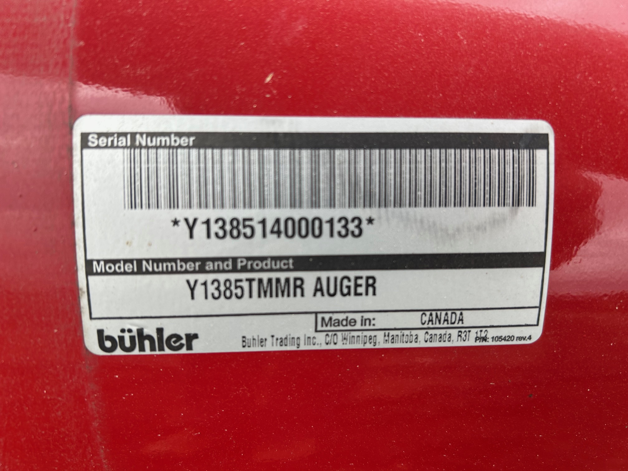 2014 Buhler Farm King Y1385TMMR Grain Auger