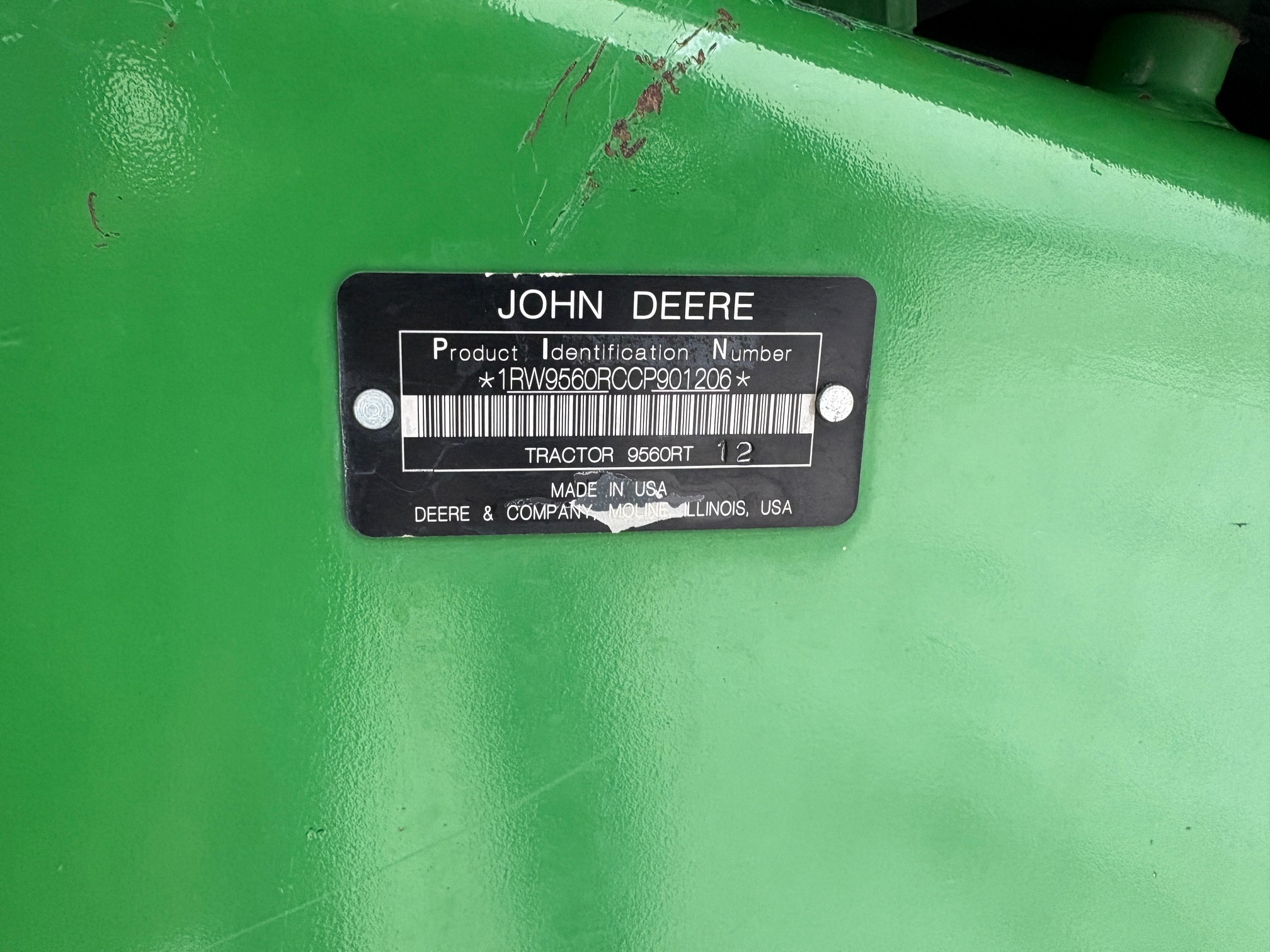 2012 John Deere 9560RT Tractor
