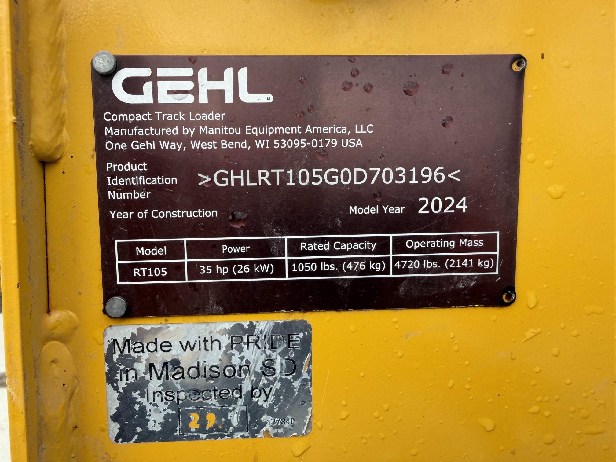 2024 Gehl RT105 Skid Steer/Excavator