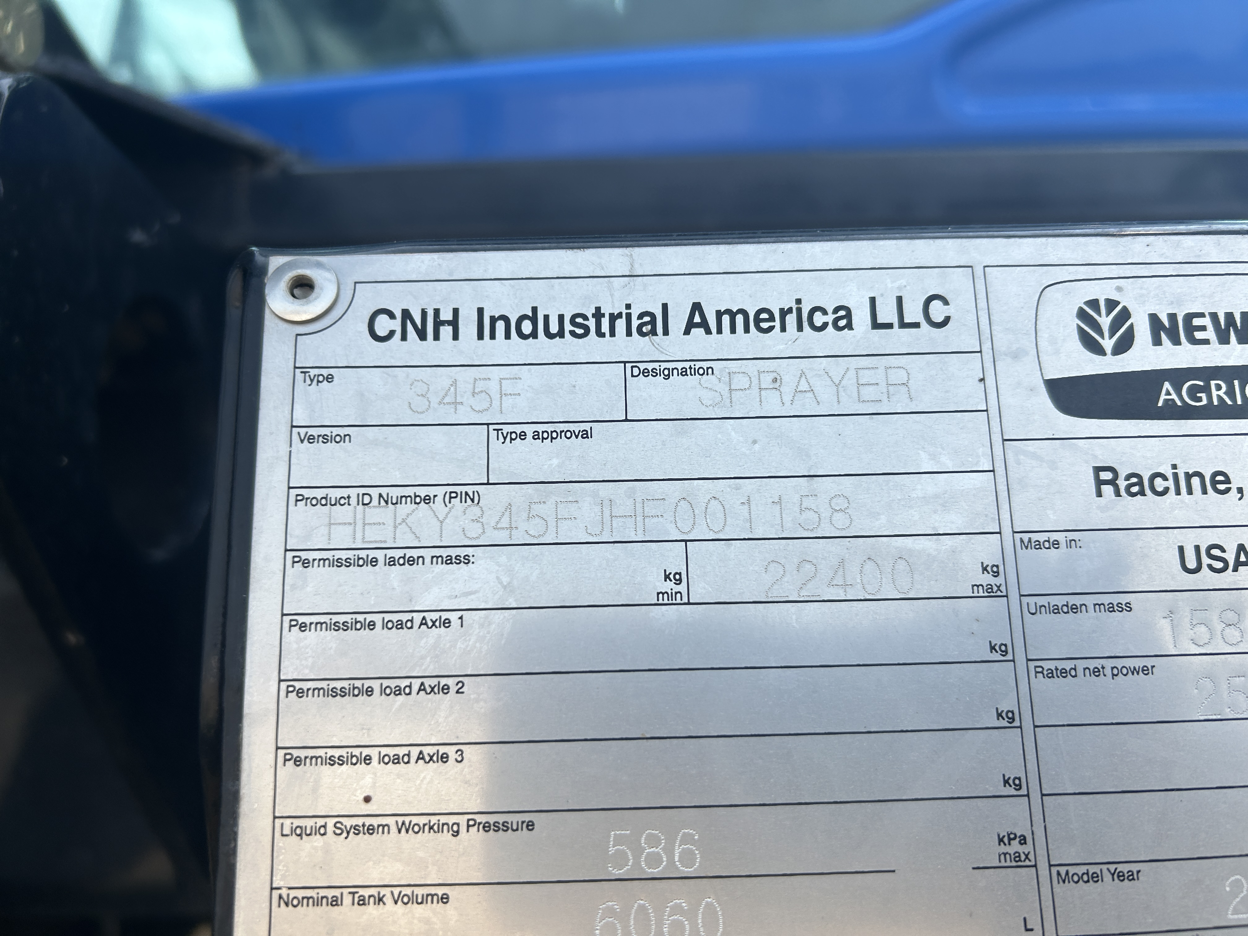 2017 New Holland SP.345F Sprayer/High Clearance