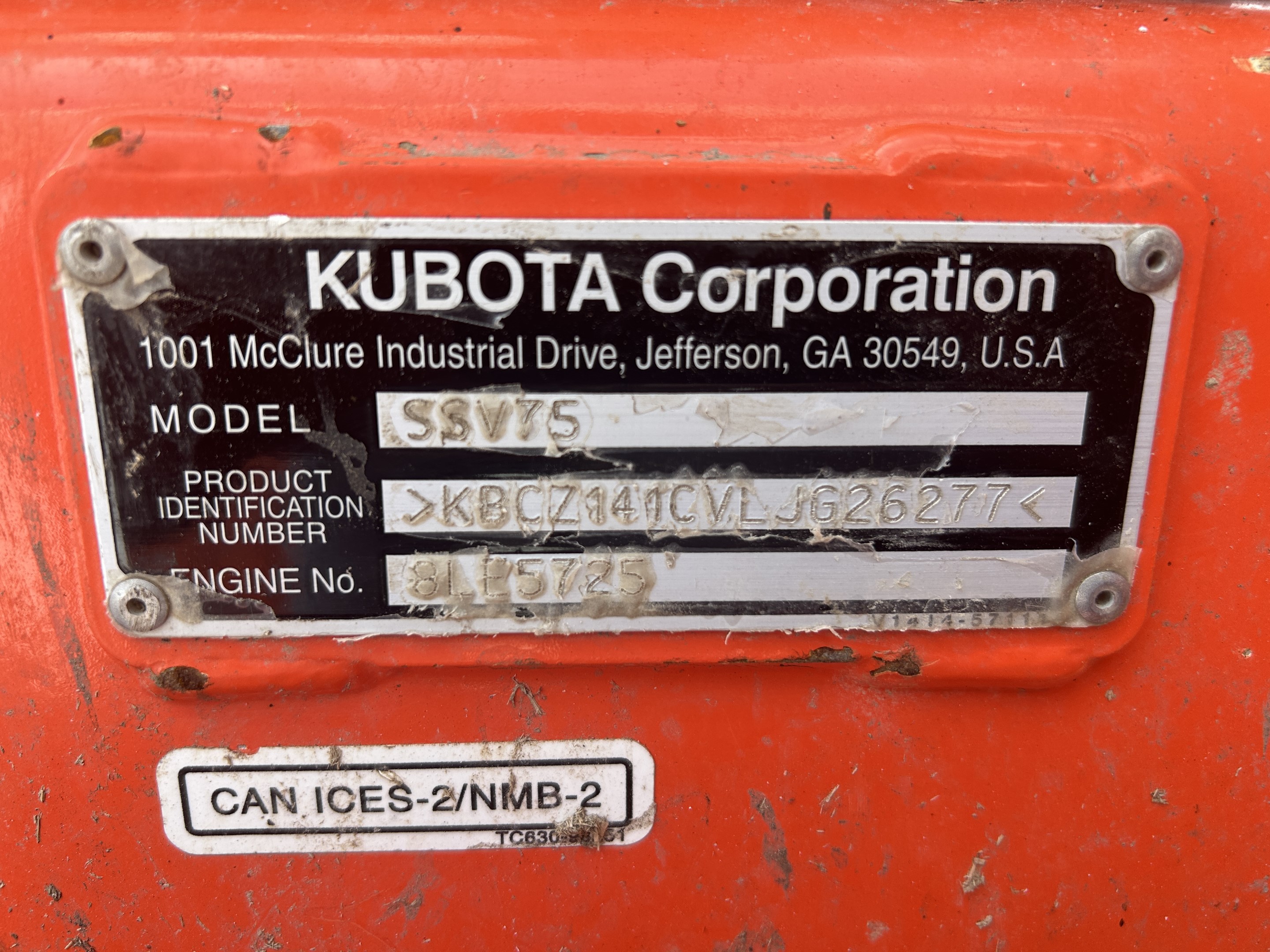 2020 Kubota SSV75 Skid Steer Loader