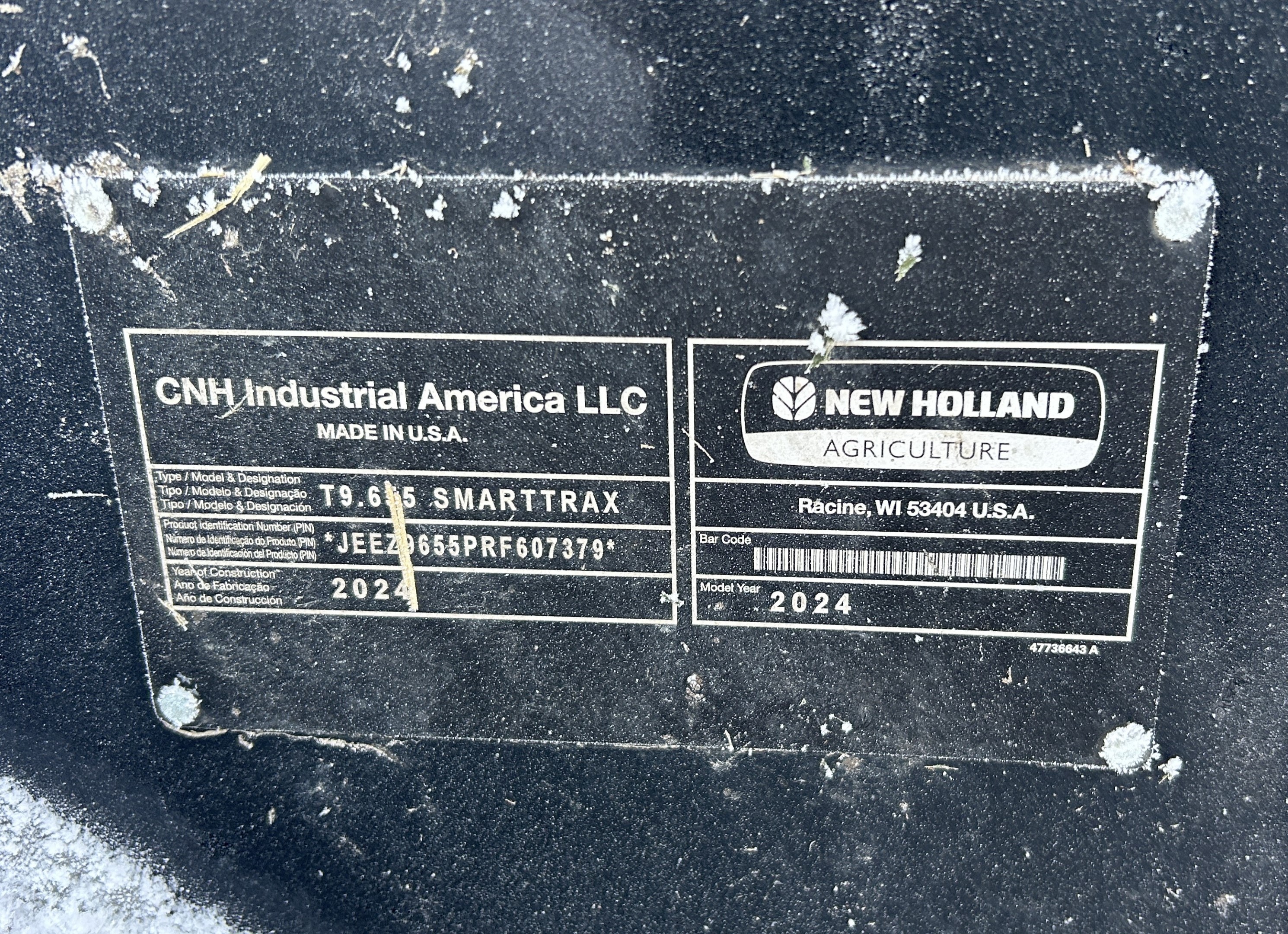 2024 New Holland T9.645 Tractor Rubber Track