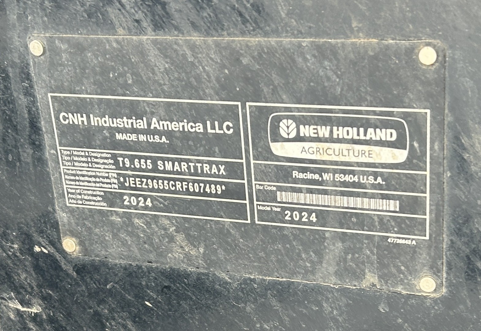 2024 New Holland T9.655 Tractor Rubber Track