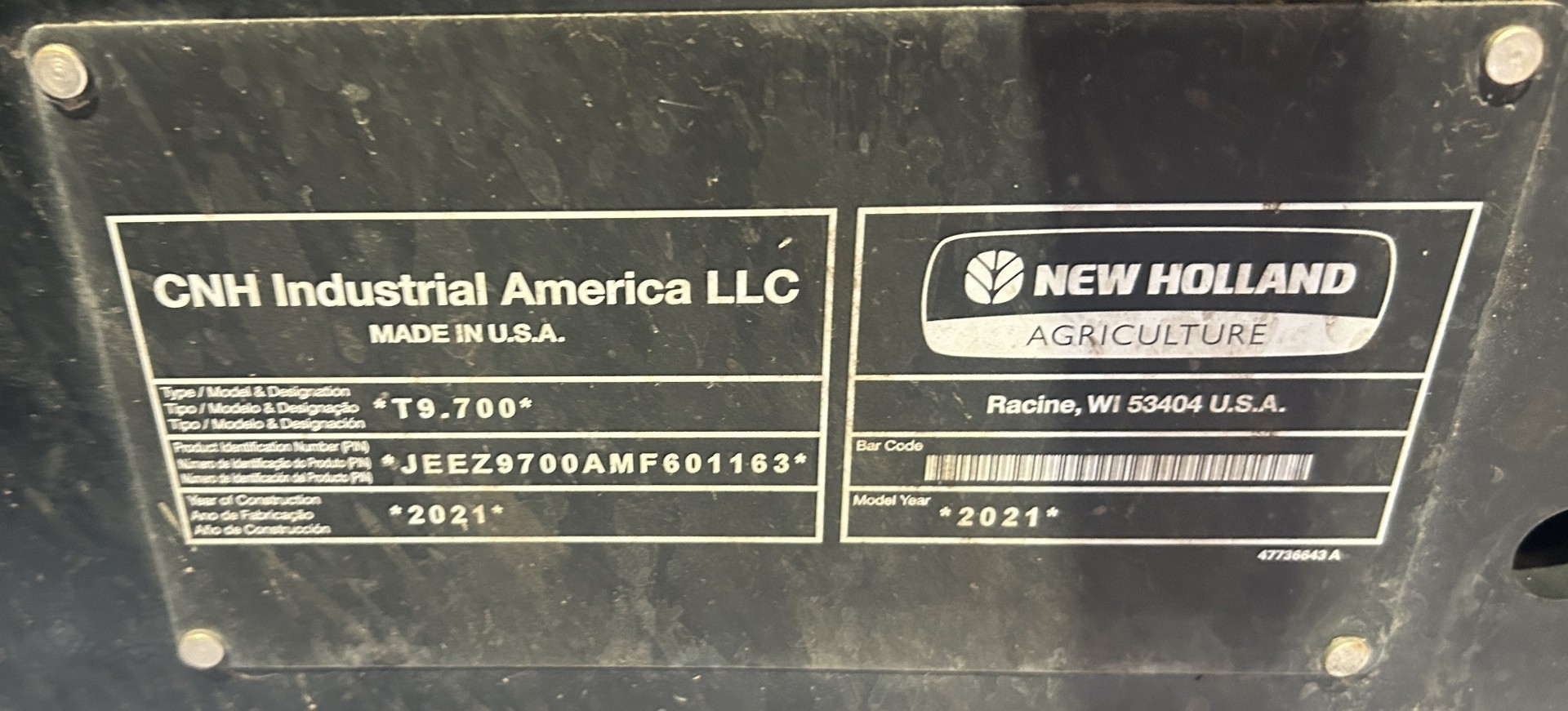 2021 New Holland T9.700 Tractor Rubber Track