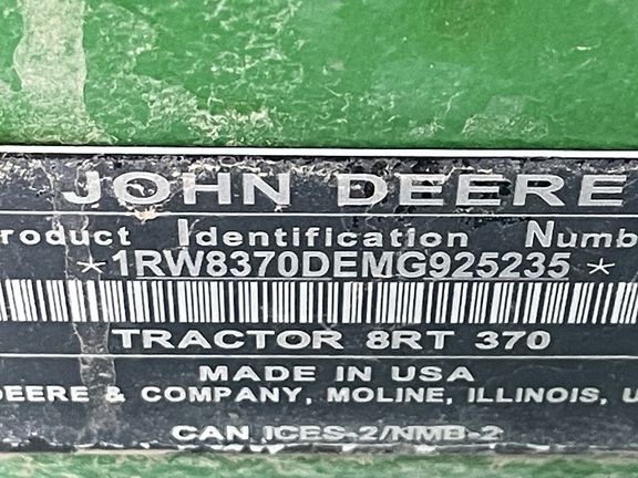 2021 John Deere 8RT 370 Tractor Rubber Track