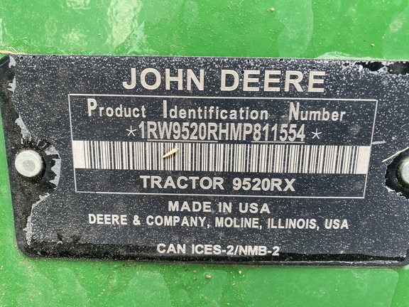 2021 John Deere 9520RX Tractor Rubber Track