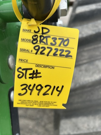 2022 John Deere 8RT 370 Tractor Rubber Track