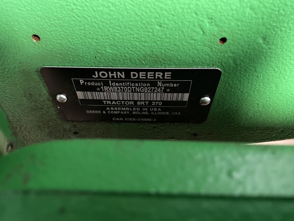 2022 John Deere 8RT 370 Tractor Rubber Track