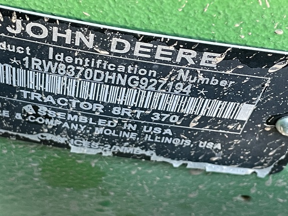 2022 John Deere 8RT 370 Tractor Rubber Track