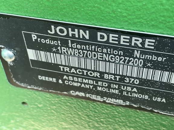 2022 John Deere 8RT 370 Tractor Rubber Track