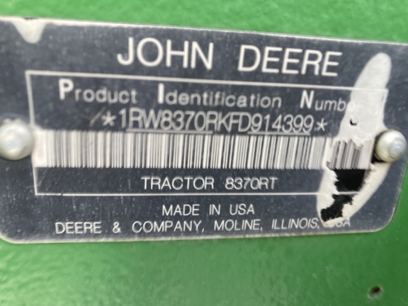 2015 John Deere 8370RT Tractor Rubber Track