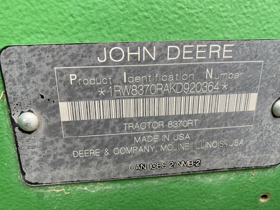 2019 John Deere 8370RT Tractor Rubber Track