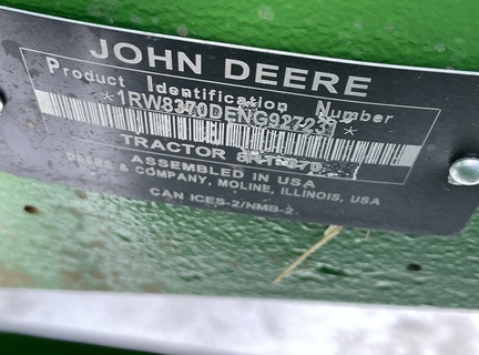 2022 John Deere 8RT 370 Tractor Rubber Track