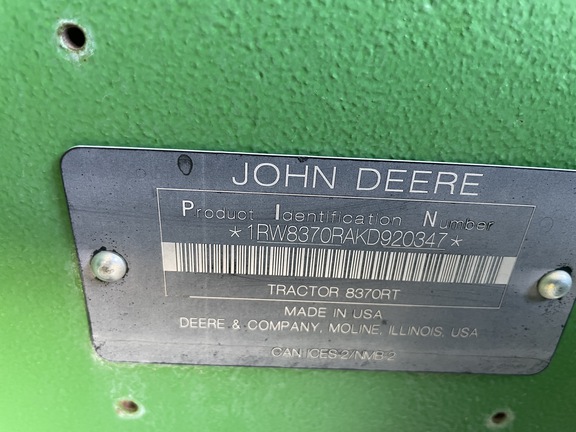 2019 John Deere 8370RT Tractor Rubber Track