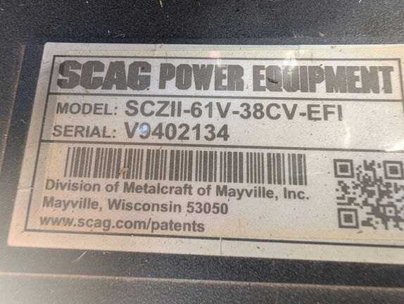 2026 Scag SCZII-61V-38CV-EFI Mower/Zero Turn