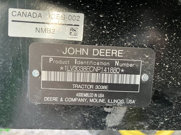 2022 John Deere 3038E Tractor Compact