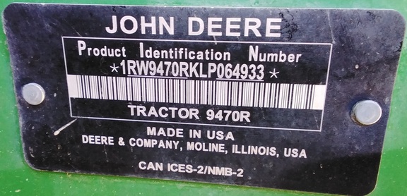 2020 John Deere 9470R Tractor 4WD