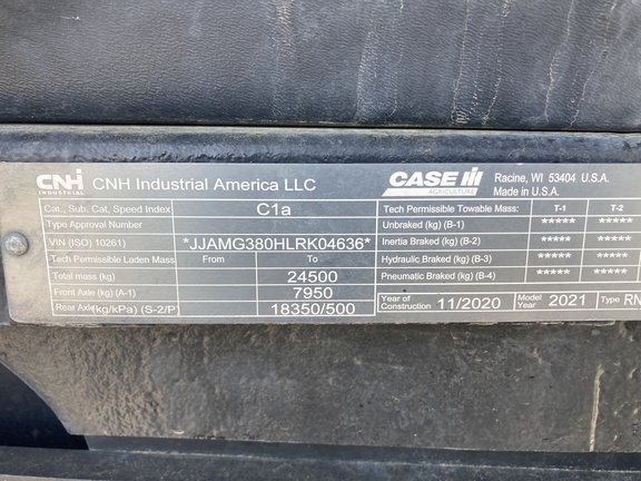 2021 Case IH Magnum 380 AFS Row Tractor Rubber Track