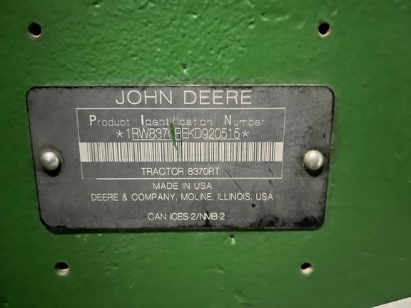 2019 John Deere 8370RT Tractor Rubber Track