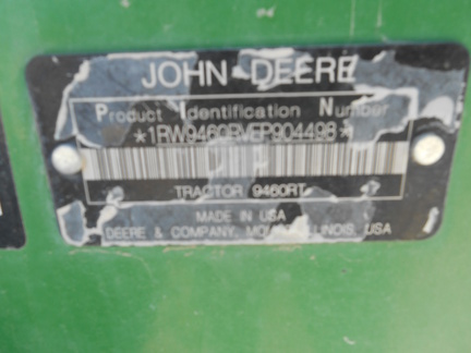 2014 John Deere 9460RT Tractor Rubber Track