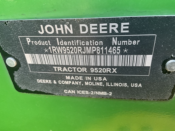 2021 John Deere 9520RX Tractor Rubber Track