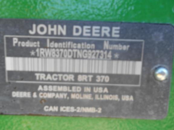 2022 John Deere 8RT 370 Tractor Rubber Track