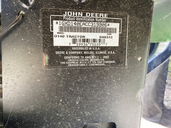 2012 John Deere D140 Garden Tractor