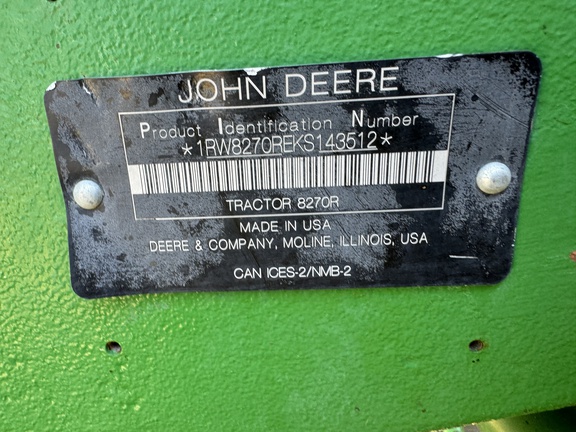 2019 John Deere 8270R Tractor