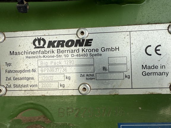 2015 Krone BP1290 Baler/Big Square
