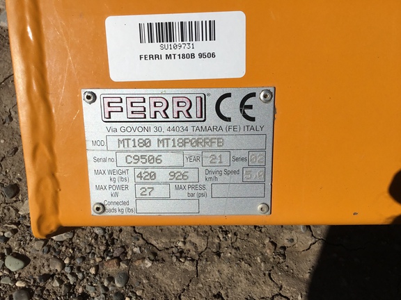 2021 Ferri MT180 Mower/Flail