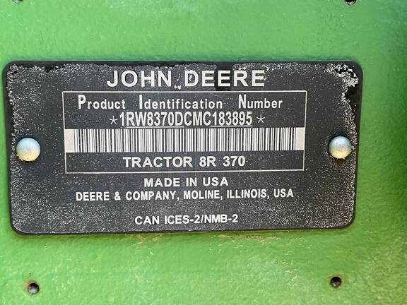 2021 John Deere 8R 370 Tractor