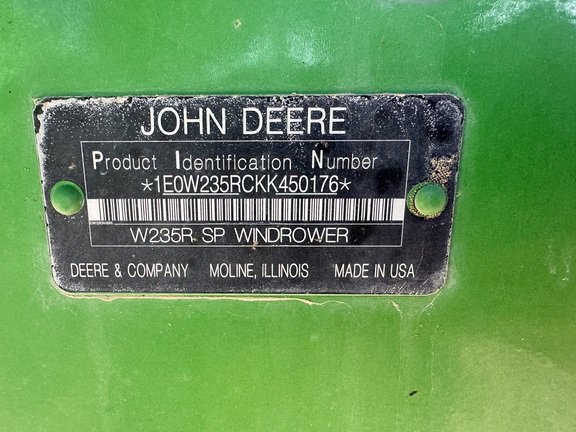 2019 John Deere W235 Windrower