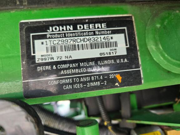 2017 John Deere Z997R Mower/Zero Turn