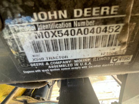 2009 John Deere X540 Garden Tractor