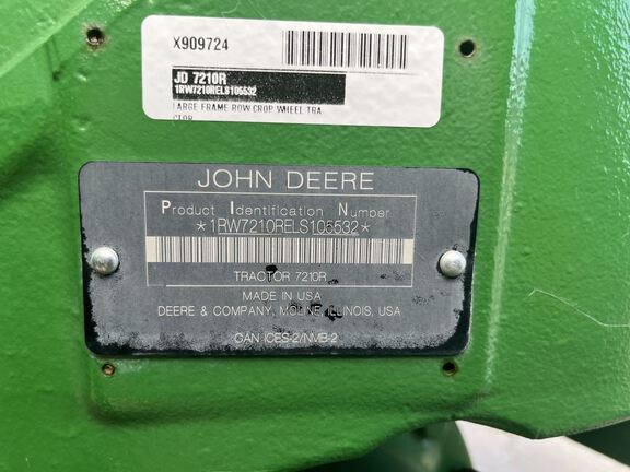 2020 John Deere 7210R Tractor